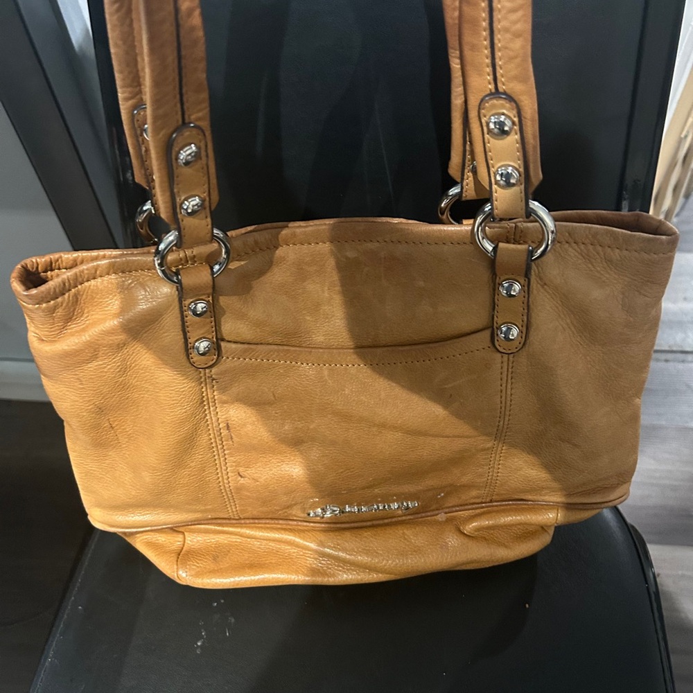 B. Makowsky Caramel Leather Shoulder Bag